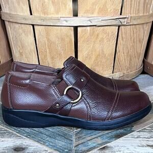 Clarks Cheyn Fame Two-Tone Brown Leather Slip-On Comfort Loafers Womens Size 7.5